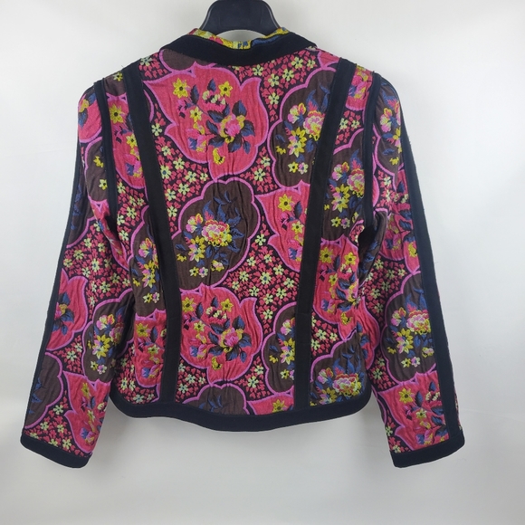 Canvasback Vintage Vibrant Multicolor Flower Cotton Blend Blazer Size 14 - Picture 2 of 9